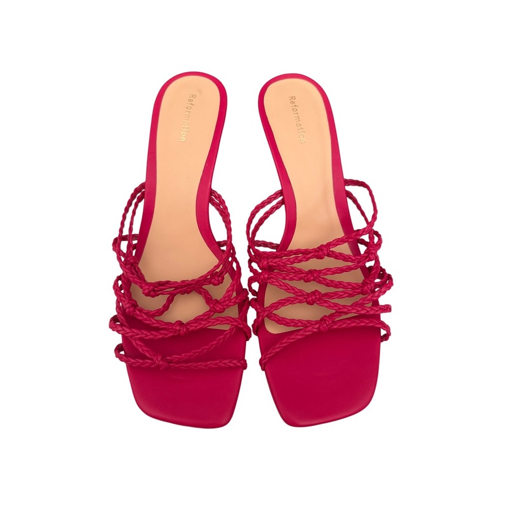 Reformation Mylo Pink Braided Strappy Sandals Size 8